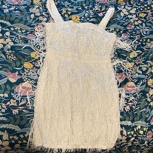 SHEIN White Fringe Mini Dress